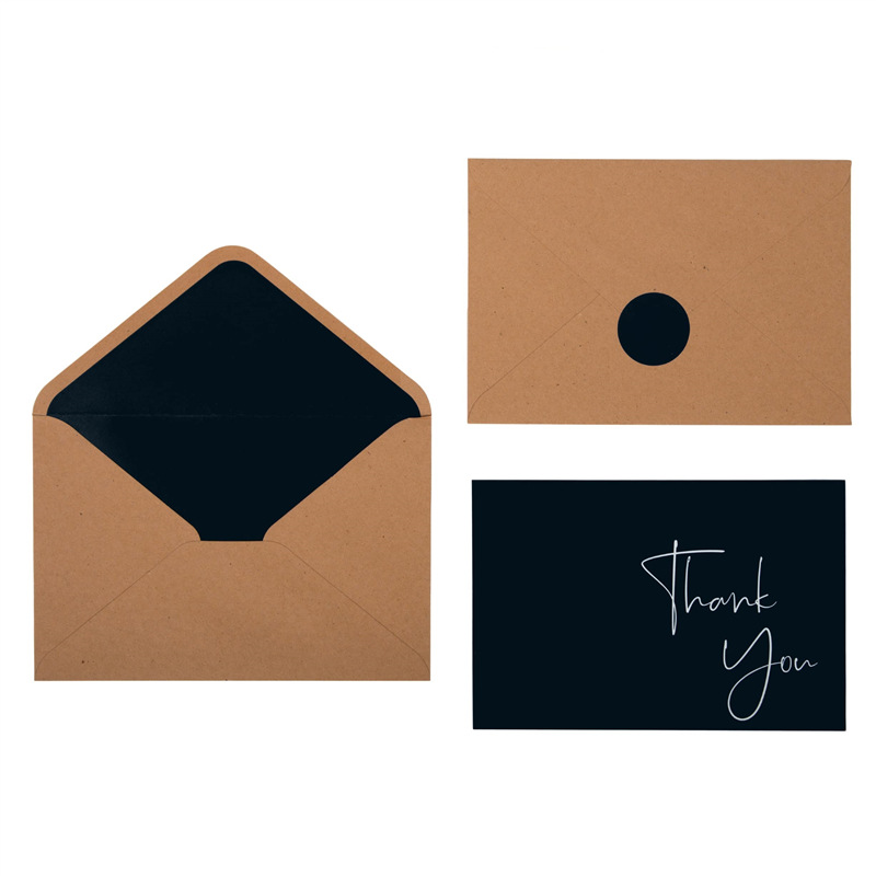 定制简约创意素色空白复古牛皮纸信封套装西式明信片请柬祝福贺卡