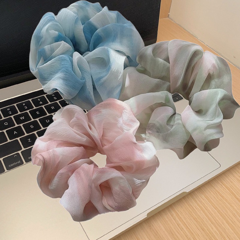 Satin tie-dye scrunchie för dam hårband för hästsvans_voghion.com