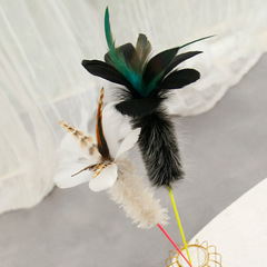 逗貓棒雞毛撣子幼貓玩具自嗨解悶貓咪質感羽毛毛絨耐咬長杆逗貓杆