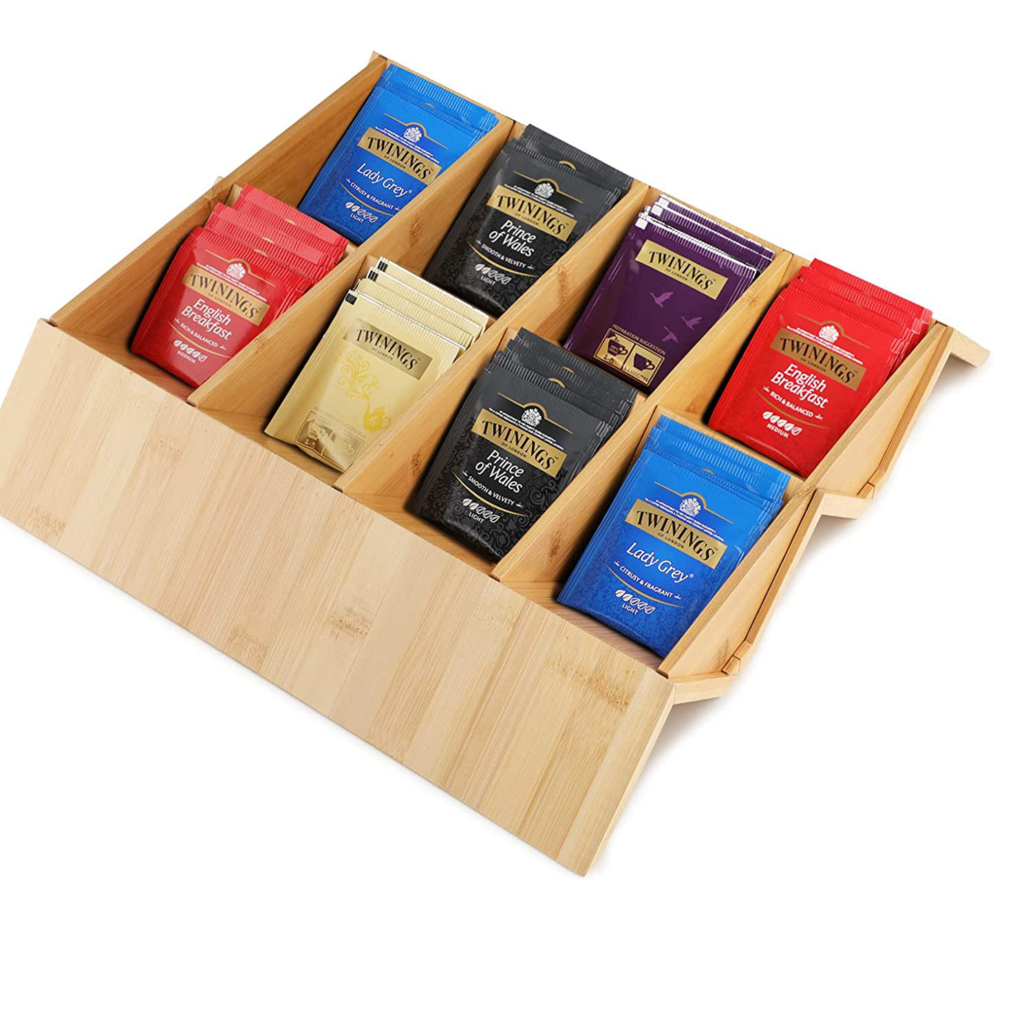 茶叶包收纳盒现代简约茶具整理收纳架竹木家用桌面可拆卸置物架
