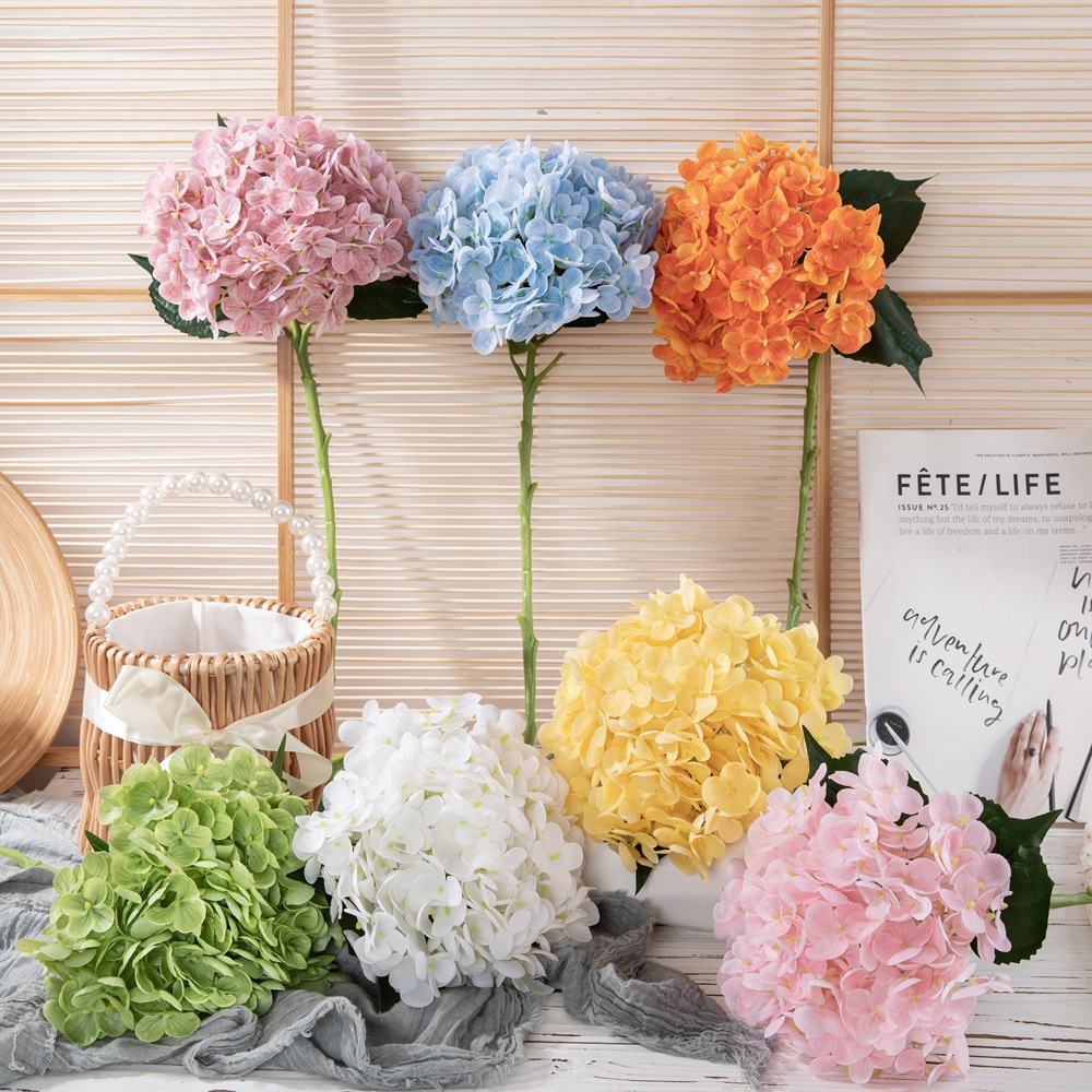 廠家過膠手感繡球花INS風仿真花家居裝飾跨境婚慶批發假花MW96001