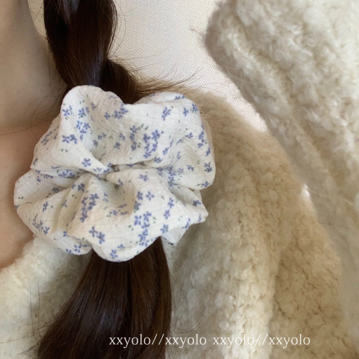 Xxyolo/North Wild Flower Mist Tejido importado floral coreano Anillo para el cabello de intestino grueso Accesorios para el cabello hechos a mano de alta calidad chic