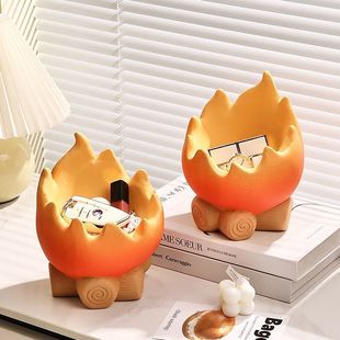 Calcifa Flame Countertop Cosmetic Box Living Room Entrance Ornaments 2025 New Desktop Small Sundries Storage Box