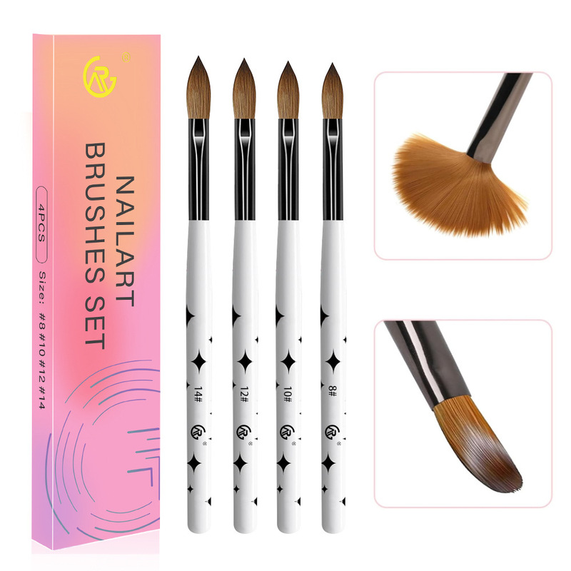Star Crystal Carved Nail Pen suit Boxed Four Pack Crystal Nail Brush Stereo Carved Nail Pen