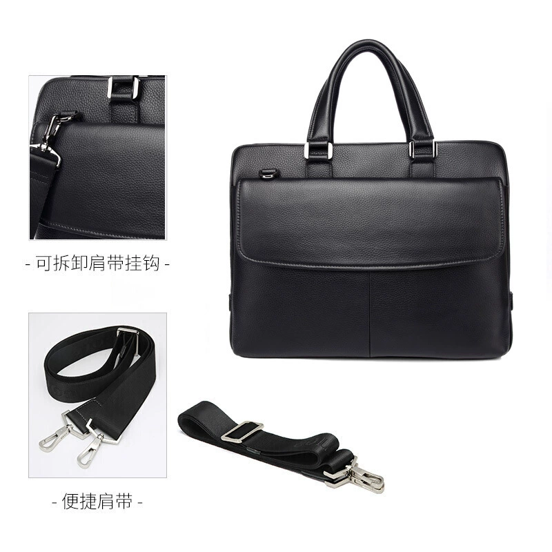 Capacious waterproof laptop for leisure, bag, business version, high-end, genuine leather