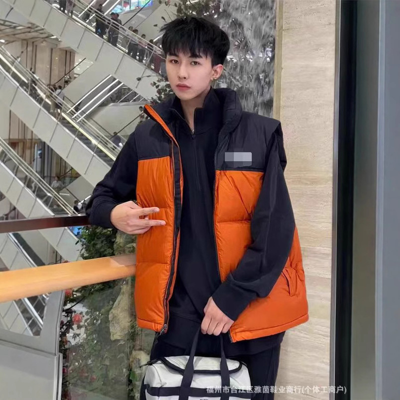 The North Face 1996 Embroidered down Vest Jacket, Cold-Proof, Thickened, Filled with White Goose Down, Color-Blocked, Sleeveless