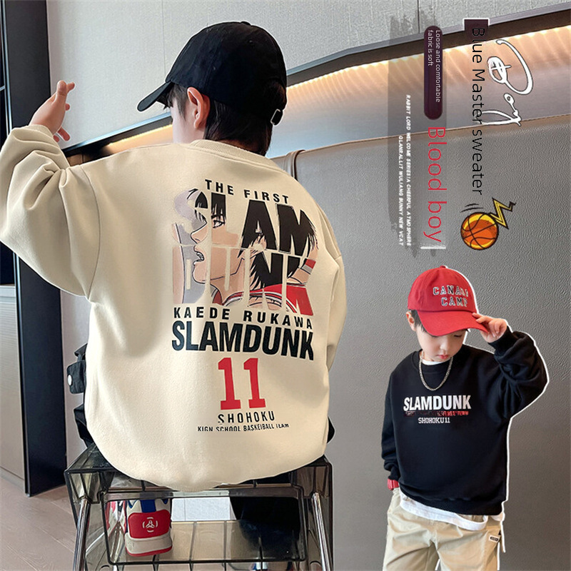 Men's Han Version New Medium Children's Padded Trendy and Stylish Sweatshirt for Spring and Autumn Long Sleeve Winter