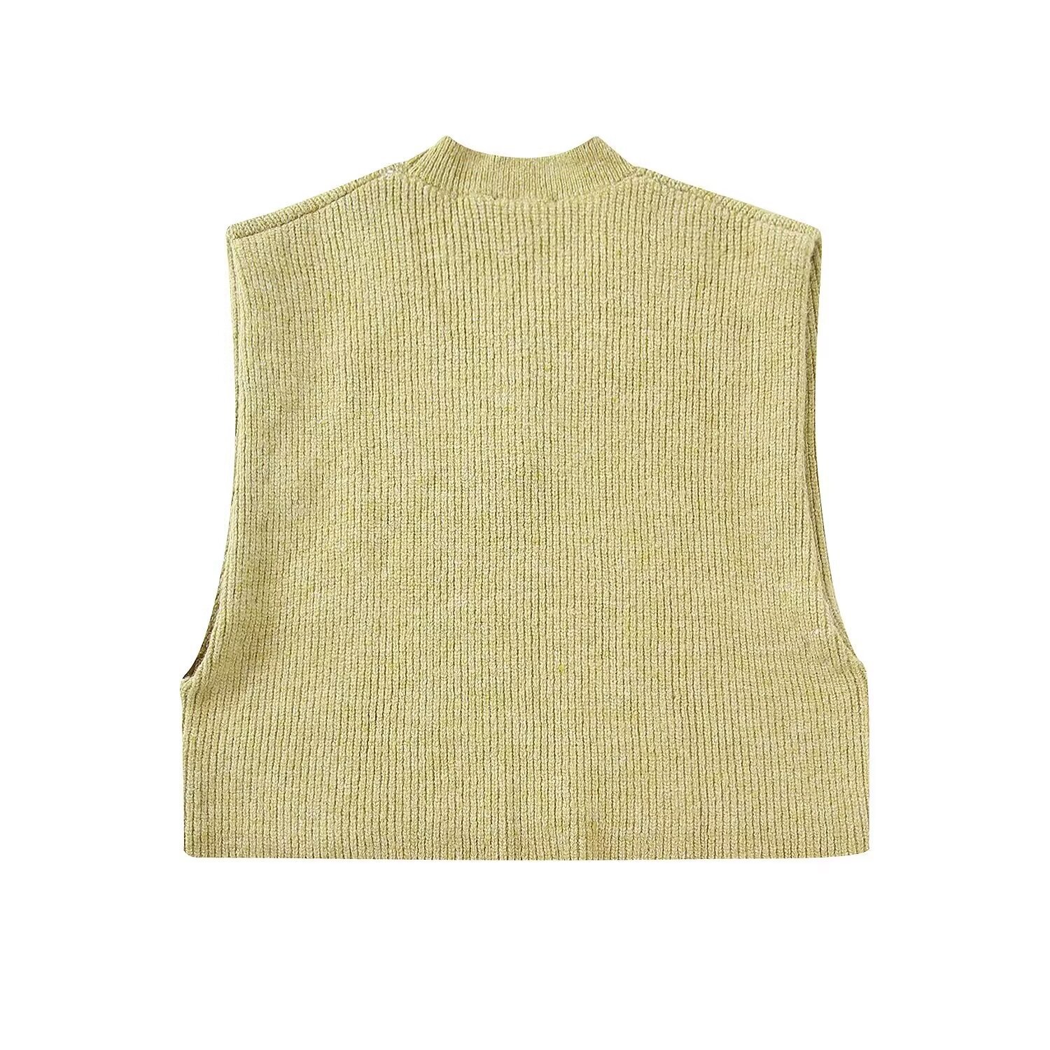 Kadınlar 2024 Sonbahar/Kış Yeni Stil Çok Yönlü V Yaka Örme Atlet_voghion.com