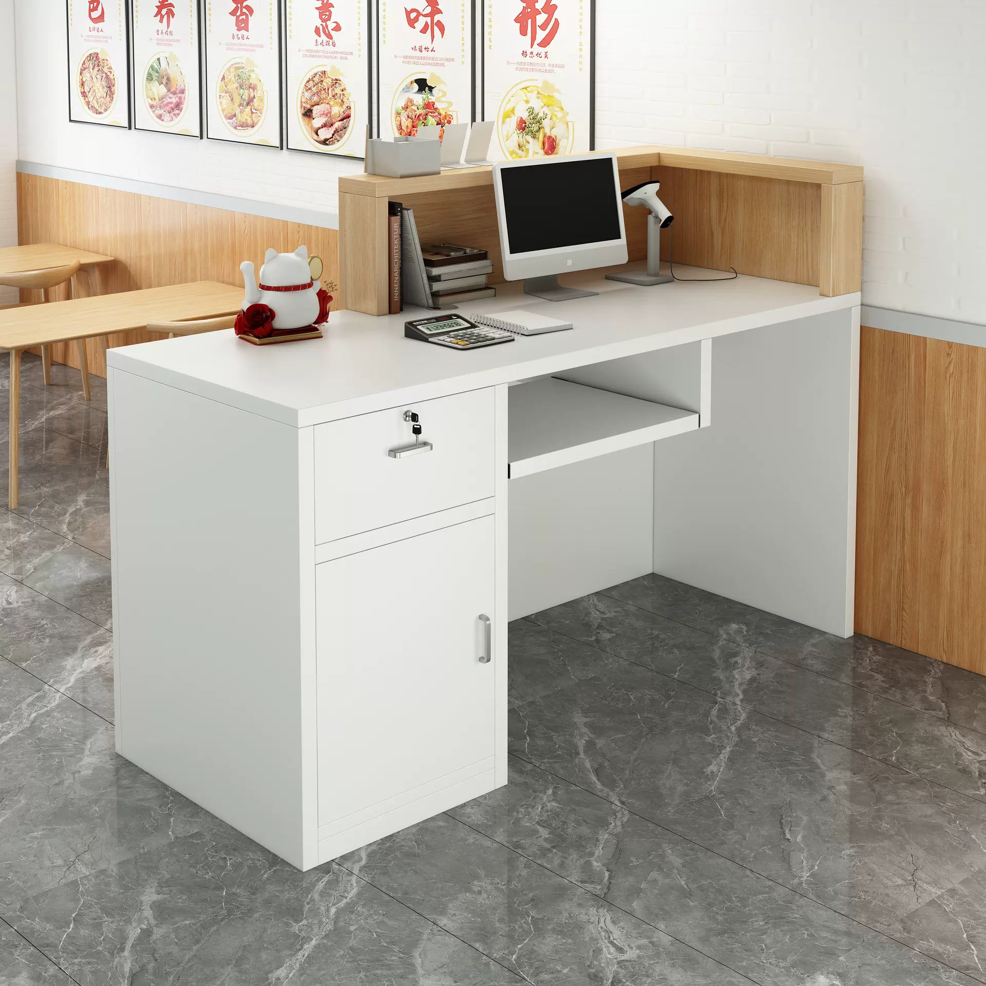 收银台店铺小型简约现代奶茶店超市接待台吧台服装店柜台前台桌