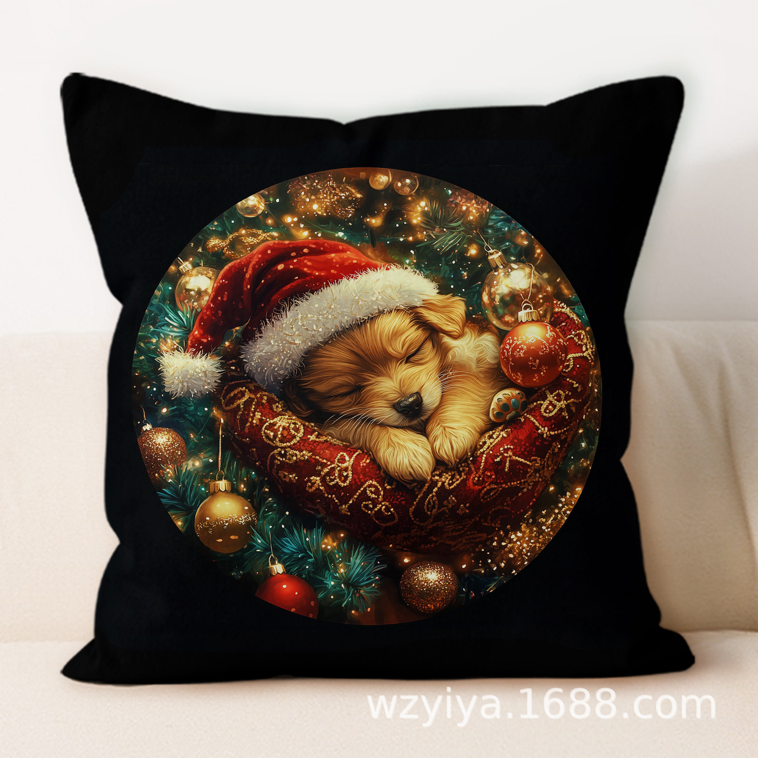 Navidad cachorro almohada cuadrada casa sala de estar sofá dormitorio cabecera almohada cuadrada sin cojín central