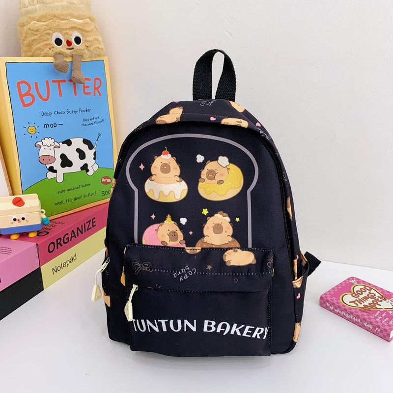 2025 nueva mochila para niños, estilo occidental, lindo Kapibala, mochila para niños y niñas, mochila de bebé impresa de moda