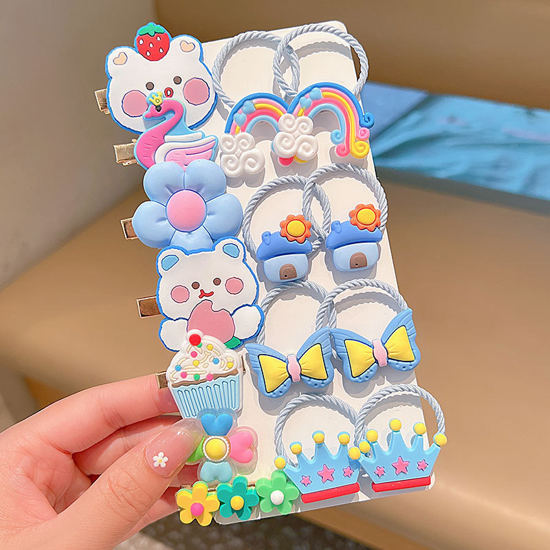 Accesorios de horquilla para niños de dibujos animados de silicona cuerda de pelo lindo anillo de pelo traje de horquilla de princesa accesorios para Niños Accesorios para el cabello