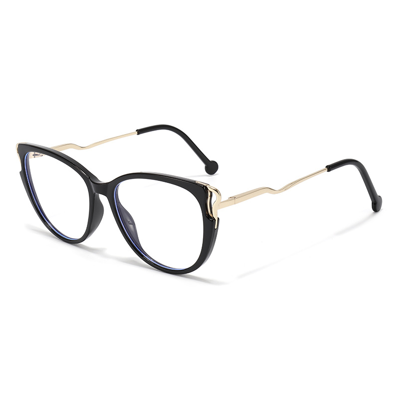 Retro Cat Eye Blue Light Blocking Glasses Frame High End Plain Unisex Full Rim Metal Glasses For Men And Women_voghion.com