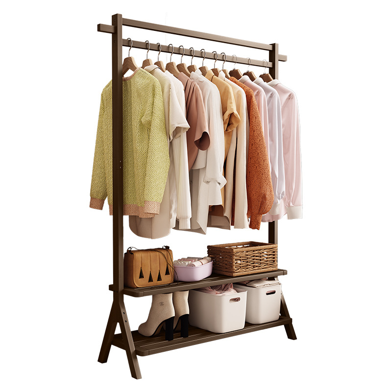 Perchero dormitorio percha piso engrosada ropa vertical del hogar Polo simple luz de madera maciza de lujo rack de almacenamiento