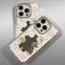 小狗补妆镜适用iPhone15proma苹果14plus手机壳13 12 女xs/xr简约