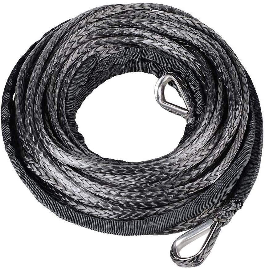 6mm Synthetic Fiber Rope Winch Rope 7700 Pounds 1/4 Polymer Trailer Rope Hook Uhmwpe Electric Winch Extension