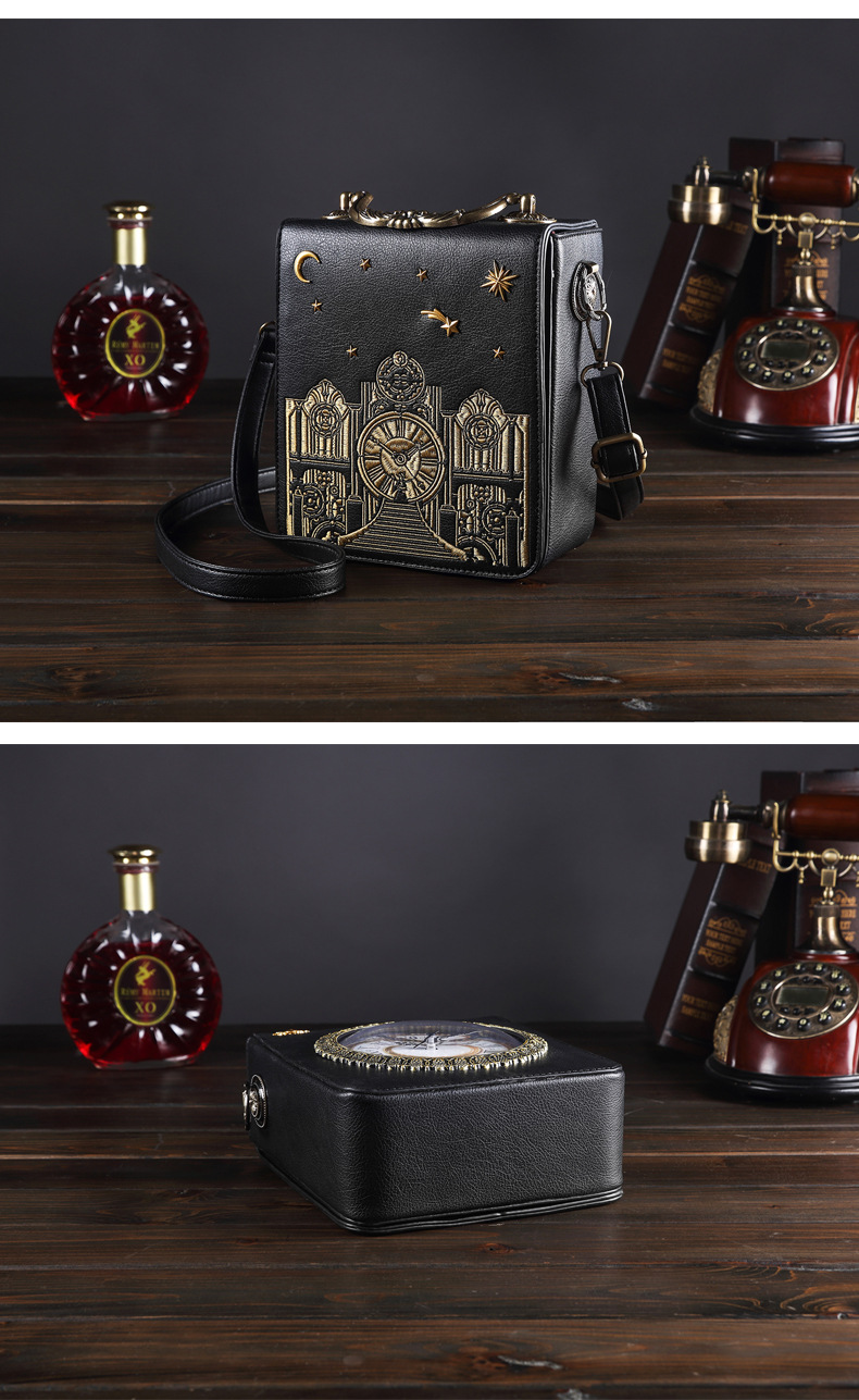 Handbag Bags Type Street Occasion Women's Medium Pu Leather Clock Vintage Style Square Zipper Handbag