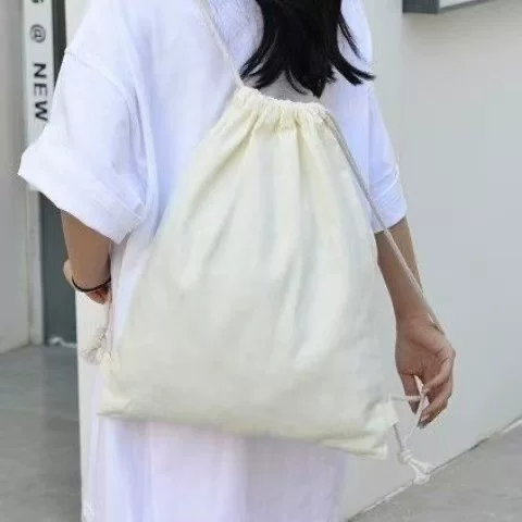 New Style Double Drawstring Canvas Drawstring Bag, Cotton and Linen Drawstring Backpack, Drawstring Bag with Drawstring Closure, Promotional Drawstring Bag