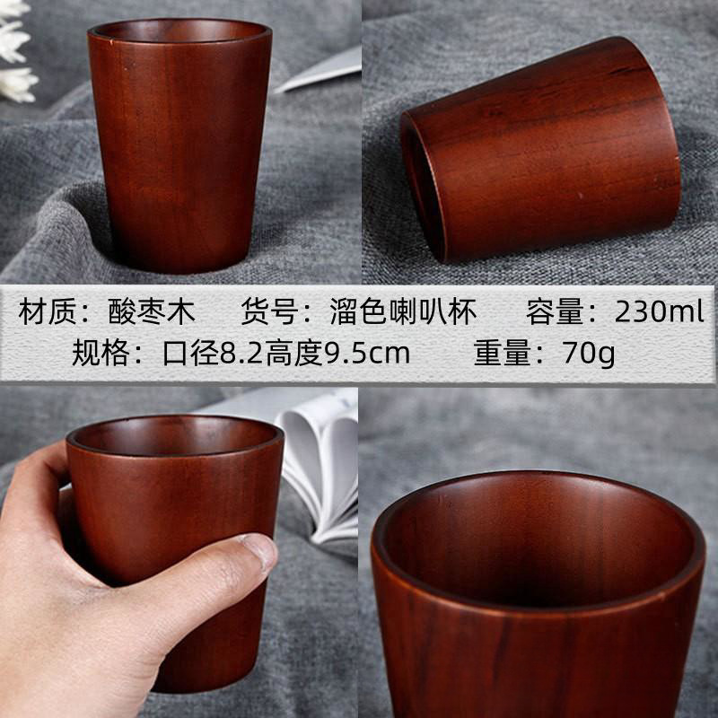 Fuente de origen de madera creativa taza de madera protección del medio ambiente taza japonesa anti-escaldado taza de agua de madera sólida en stock al por mayor gran cantidad de descuento