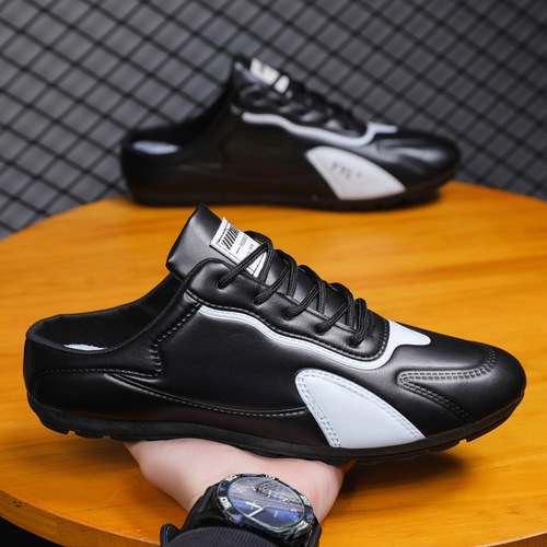 Men's Flat Casual Shoes Beads Shoes Spring and Summer  Trendy Soft Sole Driving Half Support Shoes Men's Fashion Shoes