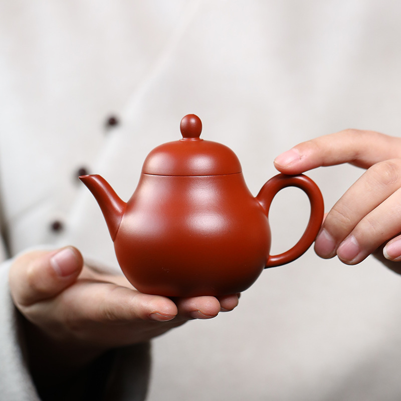 メーカー卸売宜興紫砂壺原鉱朱泥高梨形壺工夫茶器手作りティーポット|undefined