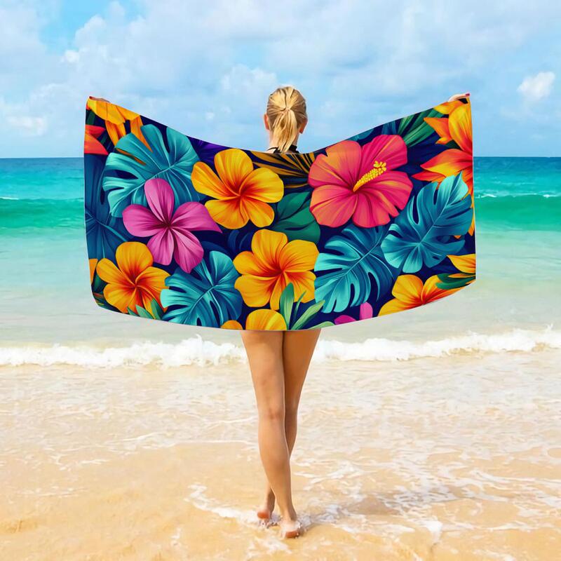 Colorful Tropical Floral Beach Towel, Absorbent, Quick-Drying, Lightweight and Soft, Suitable for Beach, Pool, and Outdoor Excursions