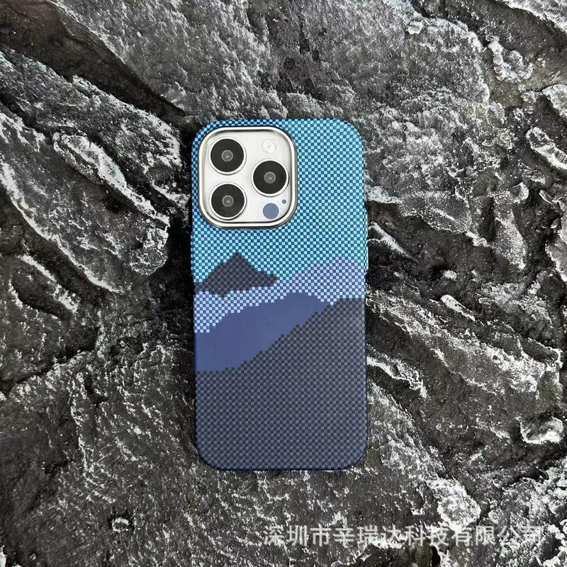 Iphone16 promax携帯ケース炭素繊維紋磁気吸引リンゴ15ケブラー紋転倒防止保護カバー|undefined