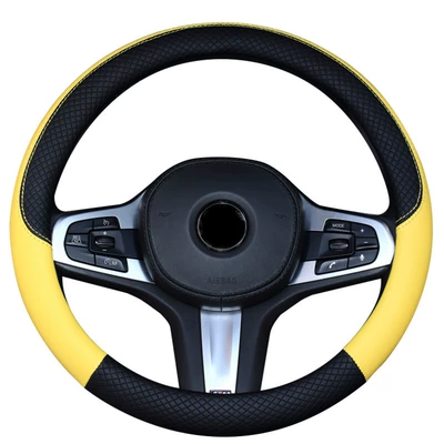 non-slip car interior supplies for men – Steering wheel cover - f021-black-yellow-38cm