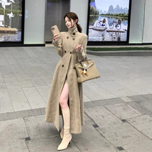 实拍2025！秋冬收腰毛呢外套女感中长款过膝气质立领呢子大衣