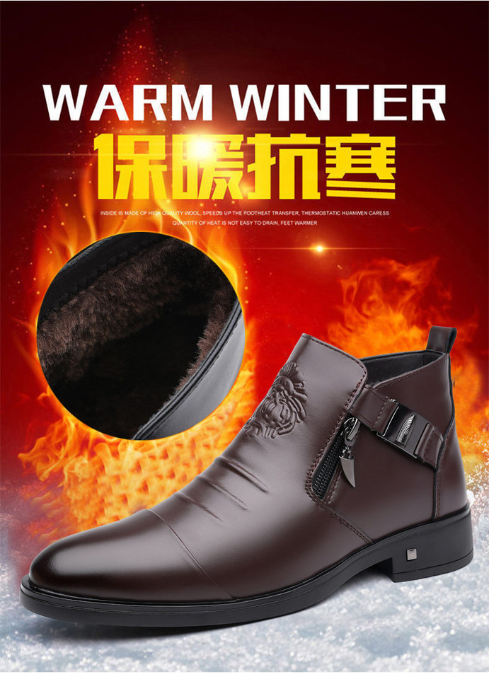 Giày bốt Martin nam cổ cao mũi tròn, da bò hai lớp, đế cao su chống trượt, lót bông giữ ấm — Màu đen lót da, Màu nâu lót bông, Màu nâu lót da, Màu đen lót bông chi tiết 8