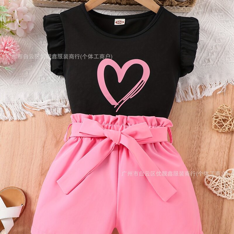 Round-neck sleeveless top and short skirt set 儿童印花两件套|undefined