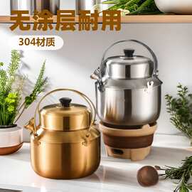 304不锈钢老式隔水炖锅紫砂炖盅潮汕家用手提式汤锅不锈钢养生锅