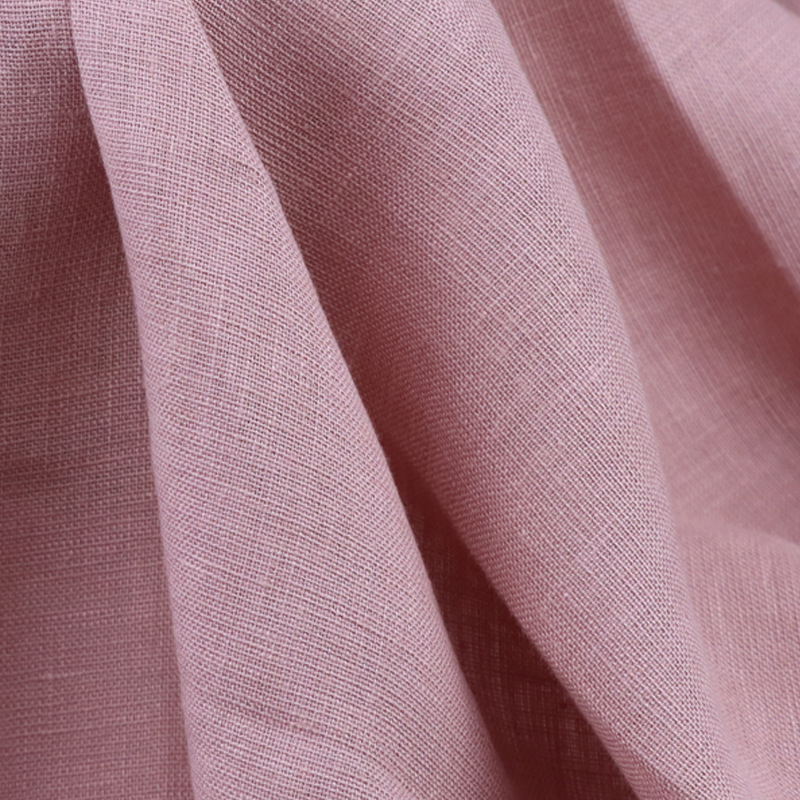Tela de lino puro de 135g, tejido liso para vestidos, pantalones y ropa, tela de lino teñida con hilo.