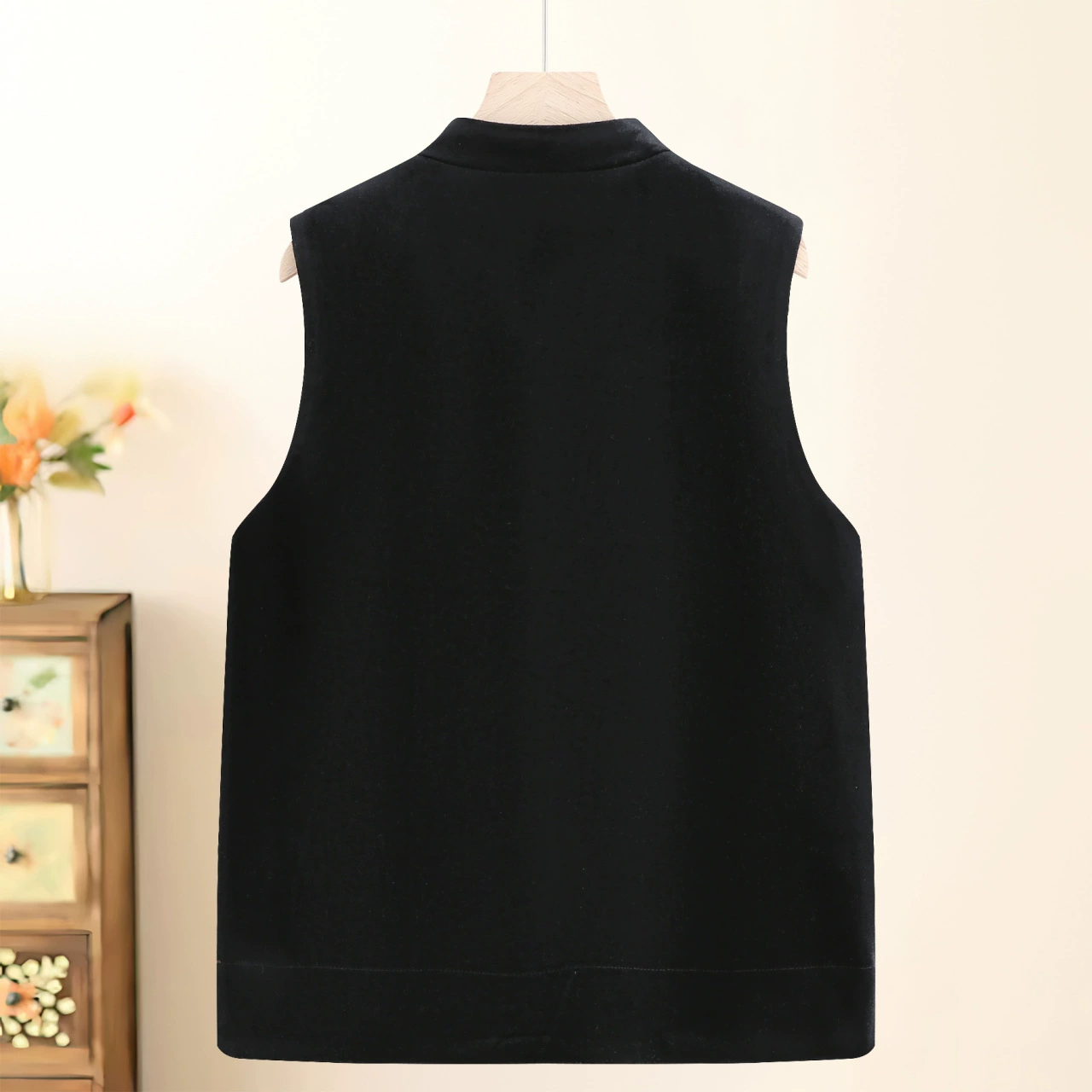 Новый жилет в китайском стиле, осенняя одежда для мам в китайском стиле, стильный жилет с воротником-стойкой, топ-жилет с золотой бархатной вышивкой.