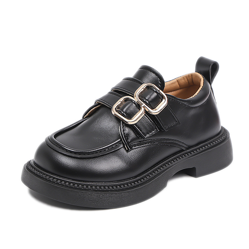 Zapatos de cuero para niñas 2025 primavera y otoño nuevos zapatos de princesa para niños moda negra estilo británico zapatos lofu zapatos individuales para niños marea