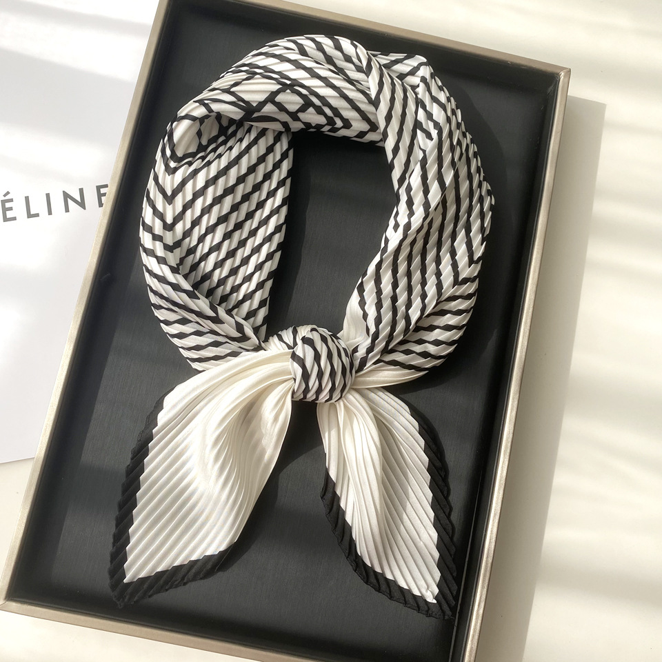 Stripe Pattern Women's Simple Style Stripe Satin Silk Scarves