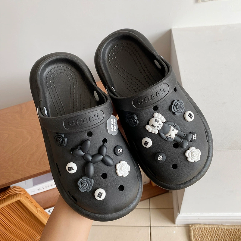 Летняя верхняя одежда для женщин Dly Croc Shoes, новые с толстой подошвой пляжные нескользящие милые баотоу тапочки