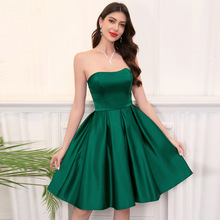 跨境亚马逊热卖鸡尾酒会礼服抹胸缎布聚餐短款连衣裙礼服气质优雅