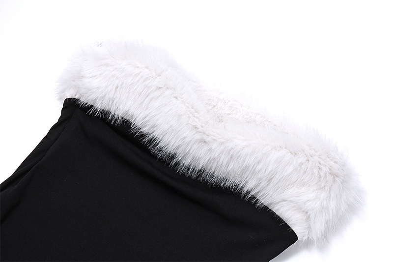 Winter Sexy Sexy off Shoulder Furry Tube Top Slit Dress Women
