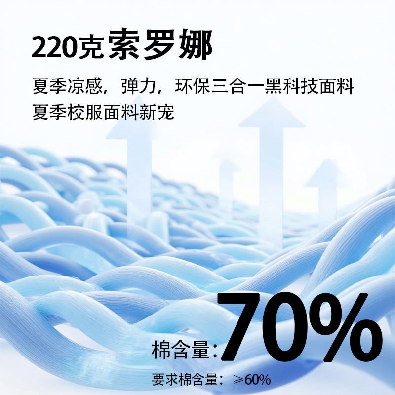 江西萍乡校服面料9氨纶南韩丝70棉混纺索罗那丝盖棉符合标准打样|undefined
