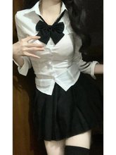 上衣学院风套装白色衬衣纯欲风制服女长袖辣妹秋冬百搭jk收腰衬衫