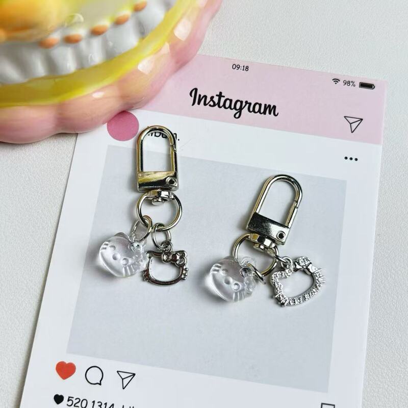 High-Looking Transparent Hollow Cat Keychain New Mini School Bag Pendant as a Gift for Couples and Classmates