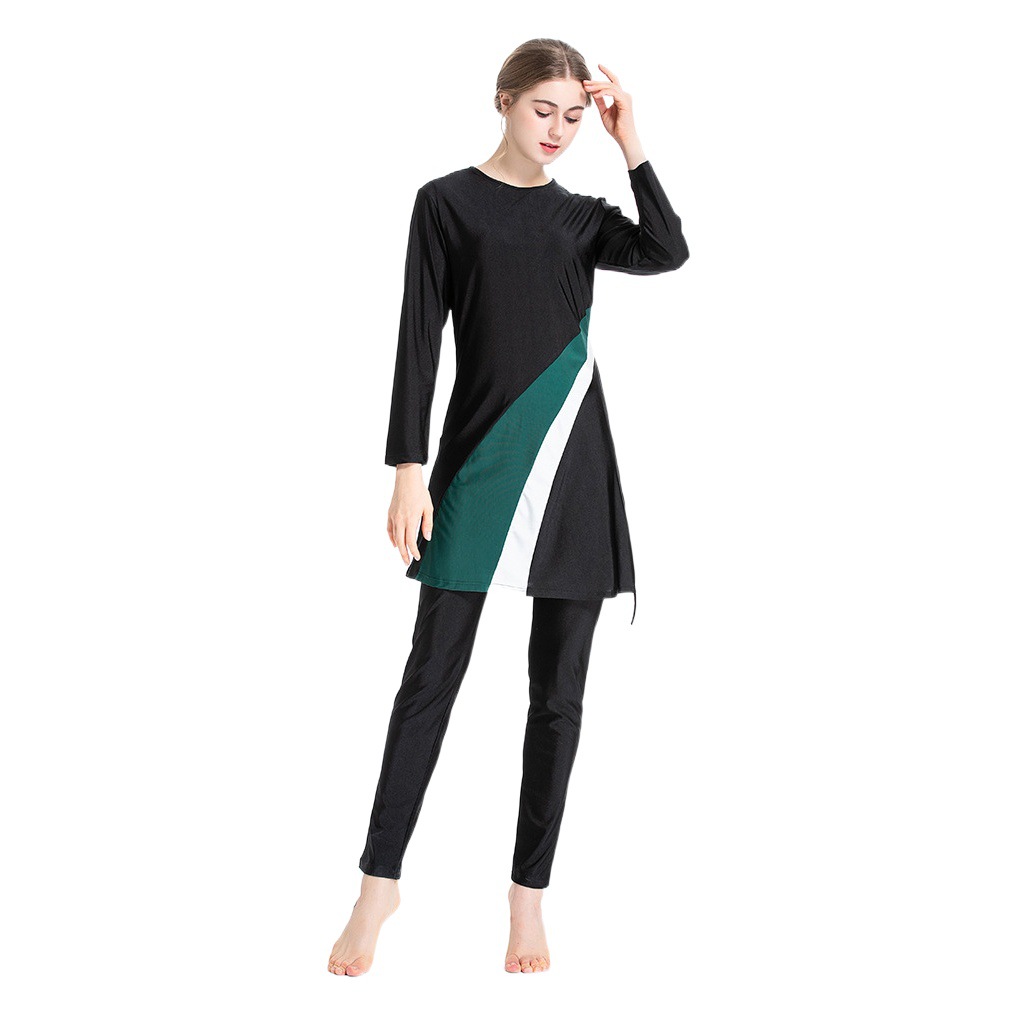 New Conservative Hui Swimsuit Amazon Aliexpress Wish Sun Protection Three-Piece Swimsuit L012 Long Sleeves