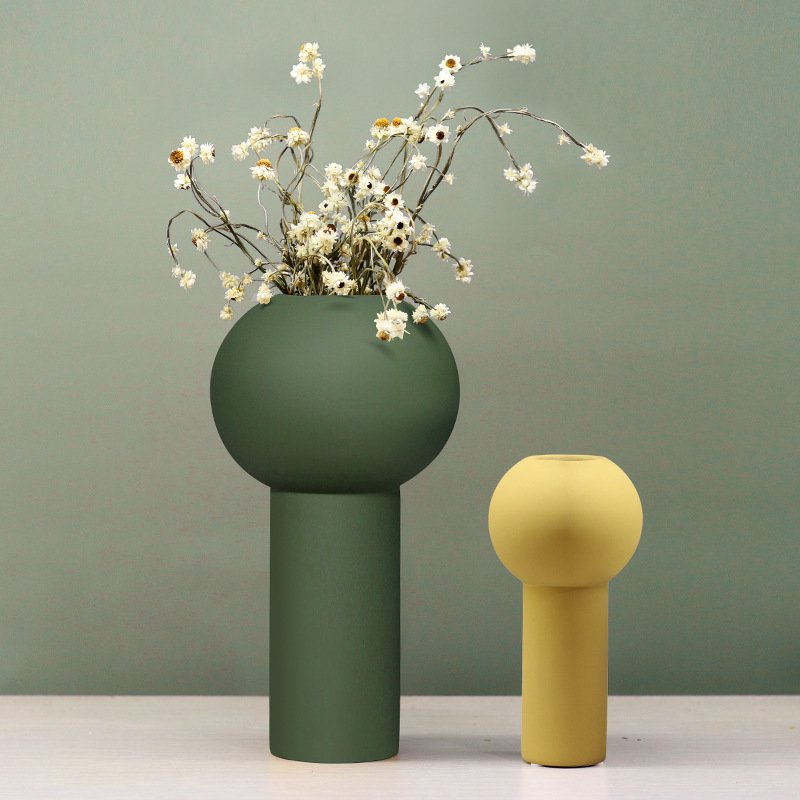 莫兰迪北欧ins风摆件高筒陶瓷花瓶创意软装家居装饰工艺品插花器
