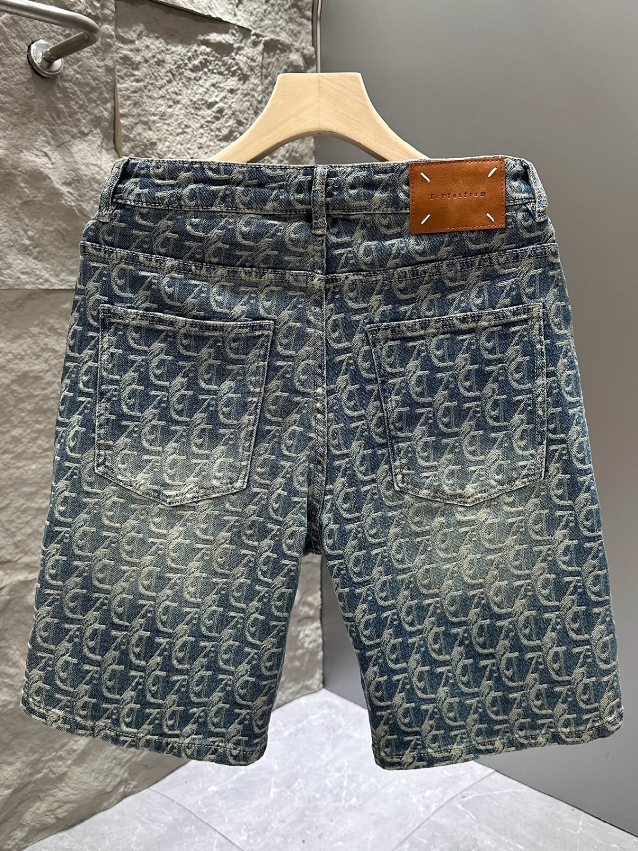 Men's Retro Jacquard Denim Shorts Summer Design Washed Five Point High Street Cool Stylish Athletic Pants_mkmklike.com