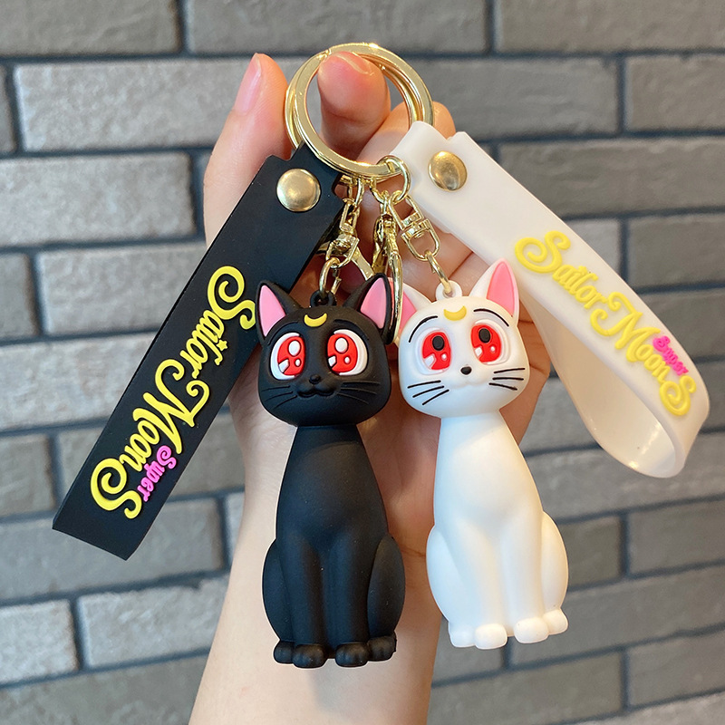 Sailor Moon Cat Keychain Cute Kitten Silicone Doll Pendant Couple Car Bag Pendant Gift Sailor Moon Cat Keychain Cute Kitten Silicone Doll Pendant Couple Car Bag Pendant Gift