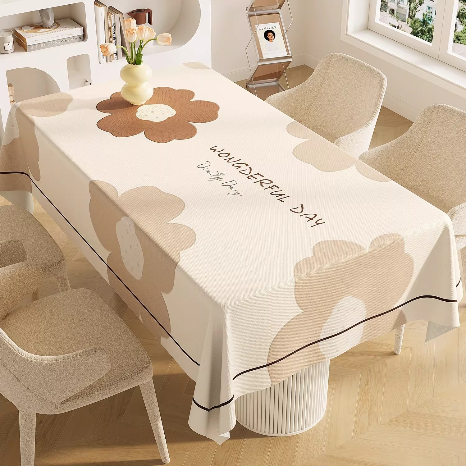 2026 New Style Tablecloth Waterproof, Oil-Proof, Heat-Resistant, Washable, Rectangular Table Cover, Light Luxury, High-End Feel