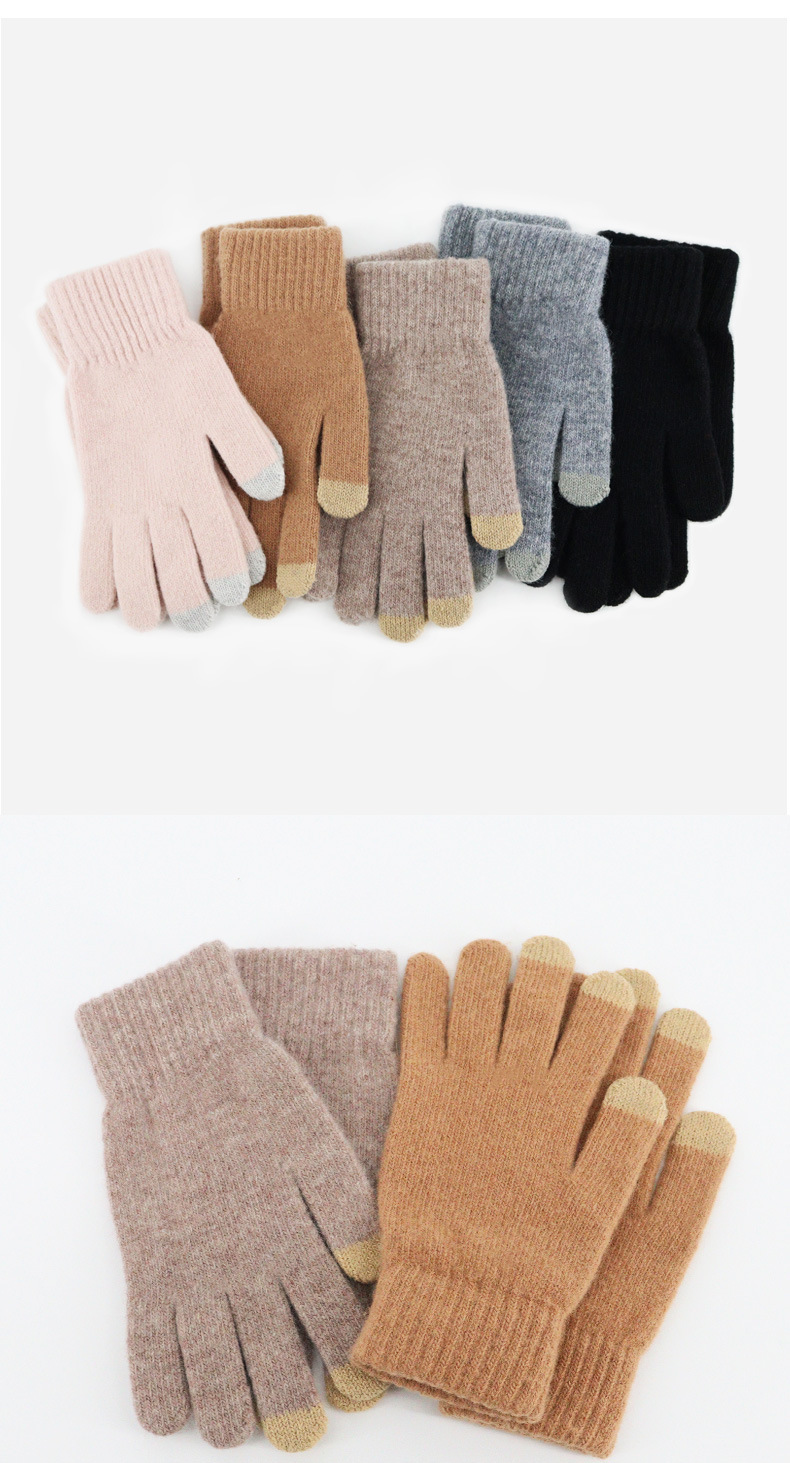 Women's wool warmth, touch screen, winter cycling, windproof cold proof, sports and fitness, knitted gloves for women_voghion.com