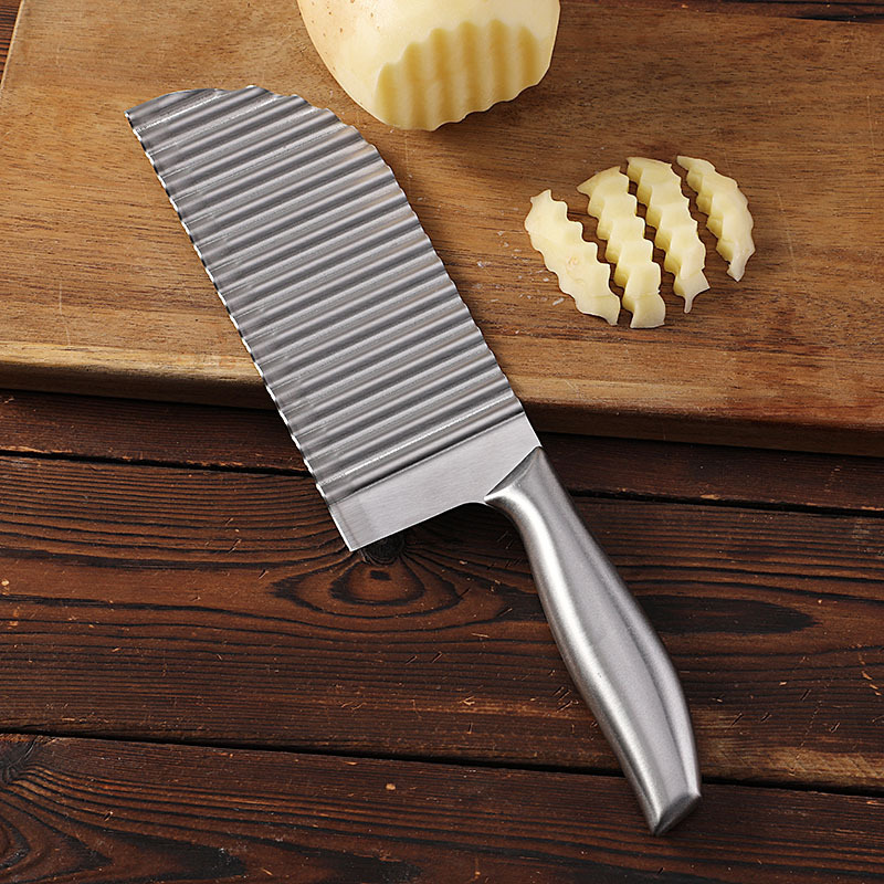 Stainless Steel Wavy Knife Potato Knife Special Slicer for Wolf Tooth Fries Kitchen Vegetable Cutter Corrugated Knife Strip Cutter Stainless Steel Wavy Knife Potato Knife Special Slicer for Wolf Tooth Fries Kitchen Vegetable Cutter Corrugated Knife Strip Cutter