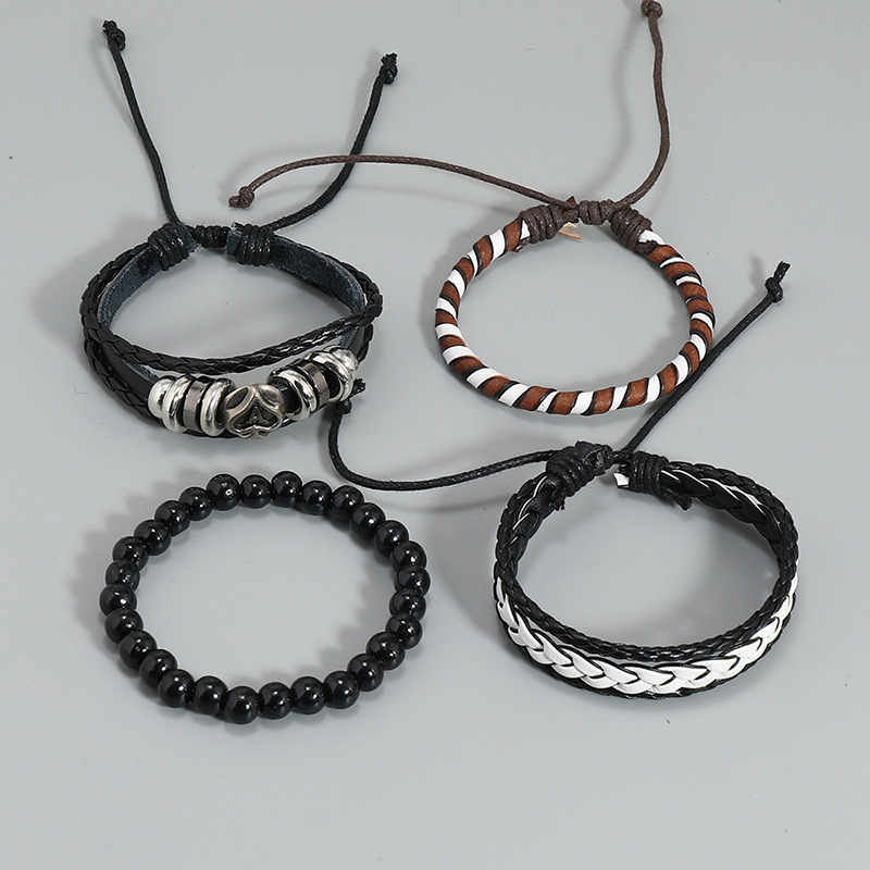 Fashion Geometric Pu Leather Alloy Plastic Plating Unisex Bracelets 1 Set